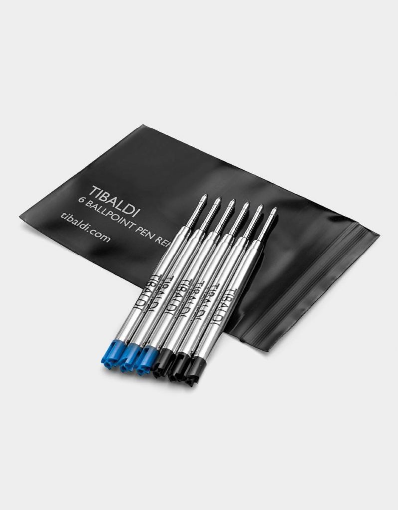 Pack of 6 ballpoint pen refills 3 blue/3 black TIBALDI Pens UK