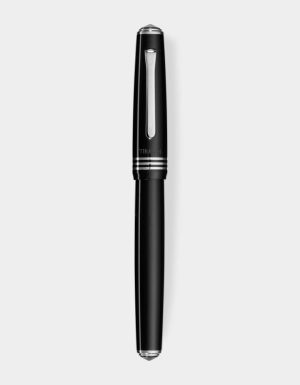 Rich Black resin rollerball pen with palladium trim - Rich Black