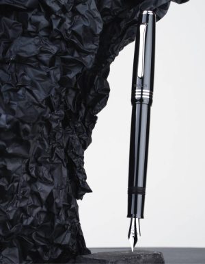 Rich Black resin fountain pen with palladium trim