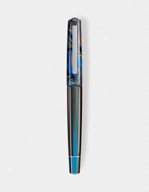 peacock blue resin rollerball pen