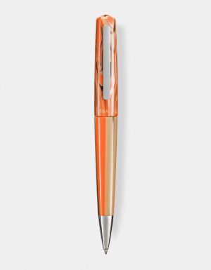 Ginger Beige resin ballpoint pen with stainless steel trim