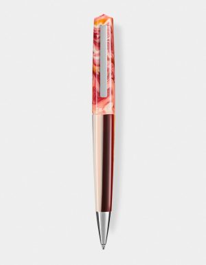 Russet Red resin ballpoint pen with stainless steel trim