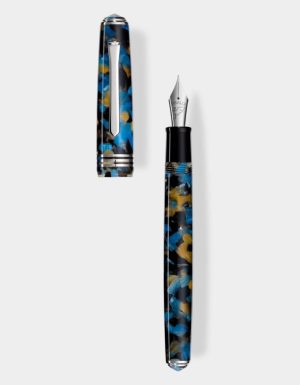 Samarkand Blue resin fountain pen with palladium trim