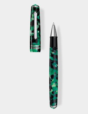 Emerald Green resin rollerball pen with palladium trim