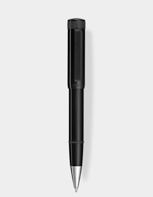 grey dèlavè resin ballpoint pen with rubber clip - Rich Black